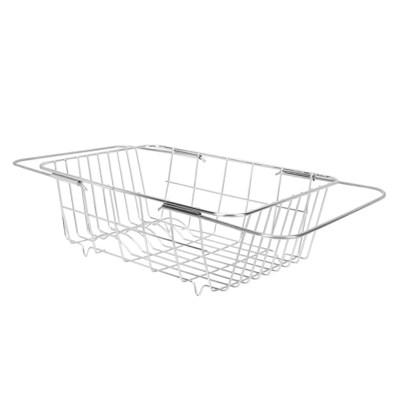 Stainless Steel Dish Rack Adjustable Telescopic Kitchen Shelf for Plates Lids Utensils RustProof