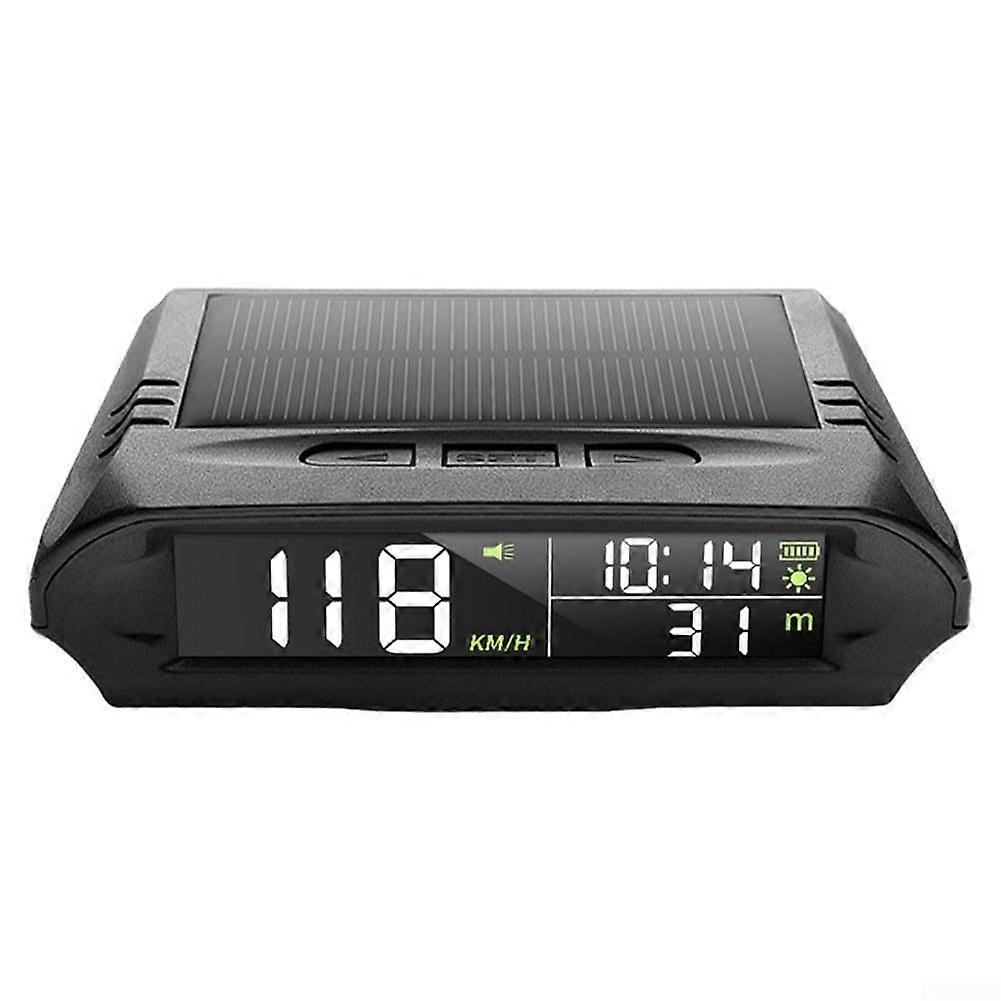 Car HUD Display GPS Speedometer Solar Powered RealTime Speed Overspeed Alert Altitude Temperature