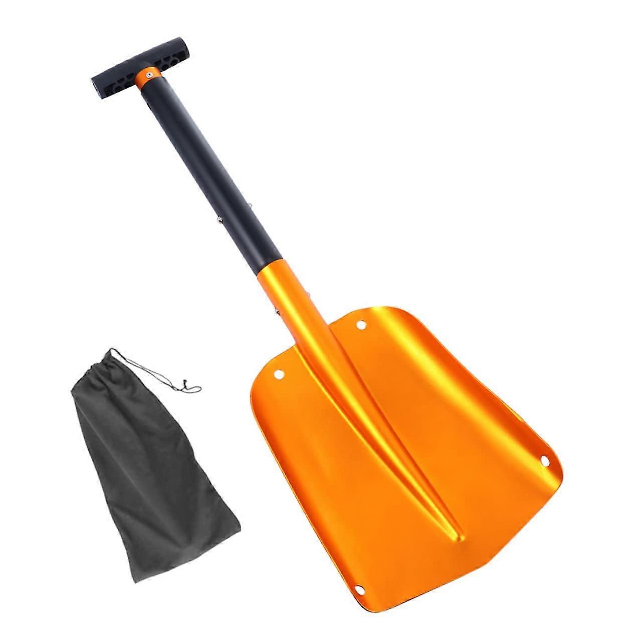 Folding Snow Shovel for Car with Large Spade and Ice Scraper, Compact Lightweight Dual Function Tool