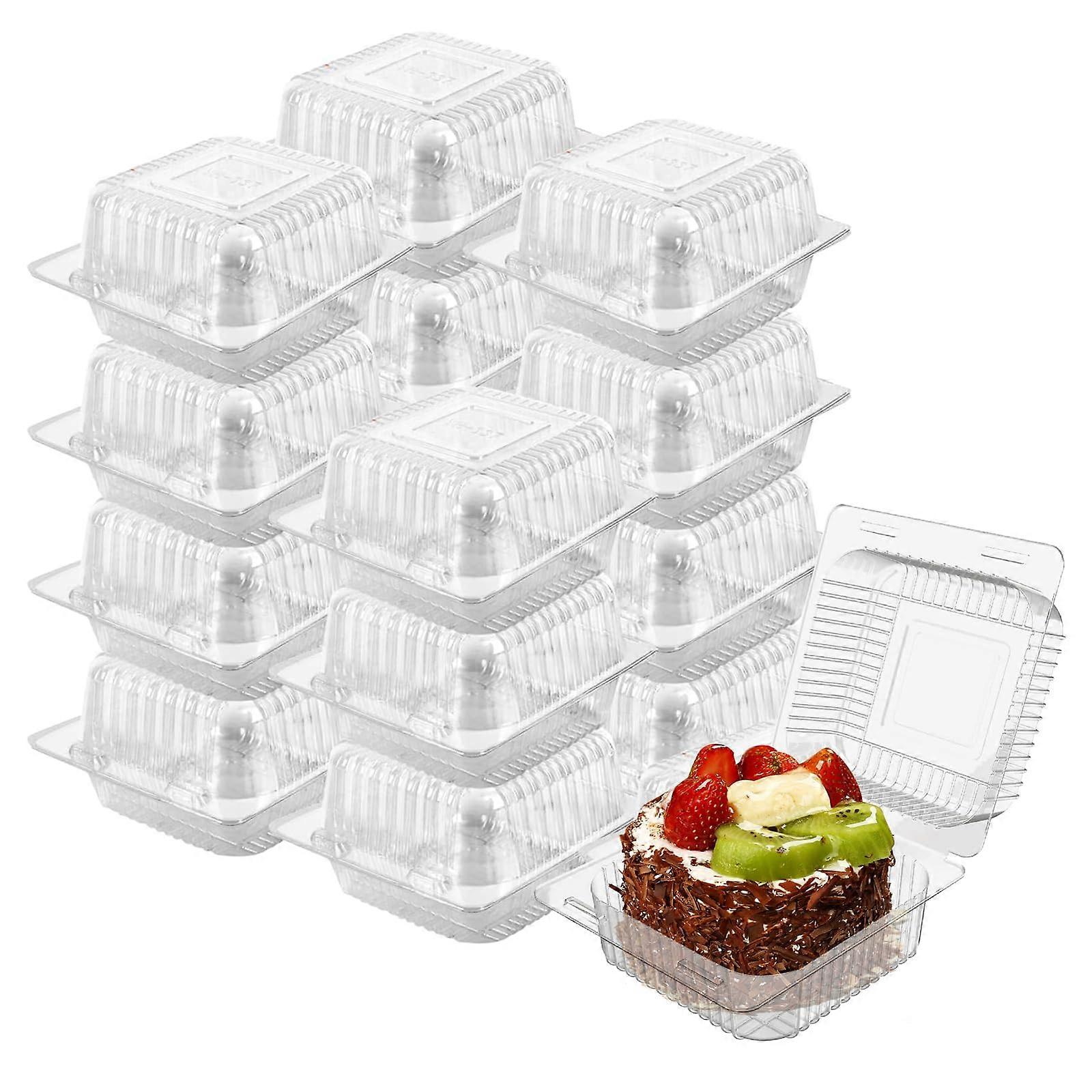 Cake Slice Containers 50 Pack Clear Plastic Hinged Food Boxes for Desserts and Pastries