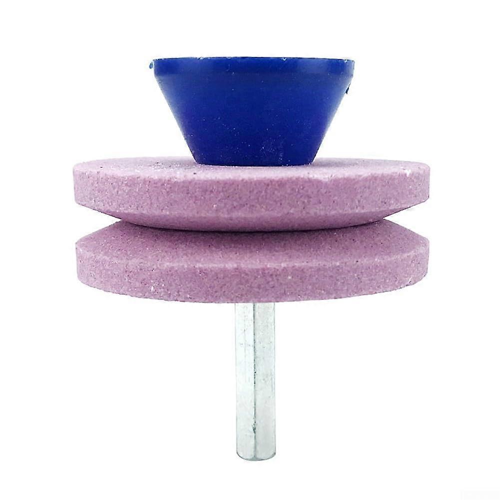 Knife Sharpener with Wind Powered Grinding Wheel for Lawn Mower Blades, Double Layer Pink