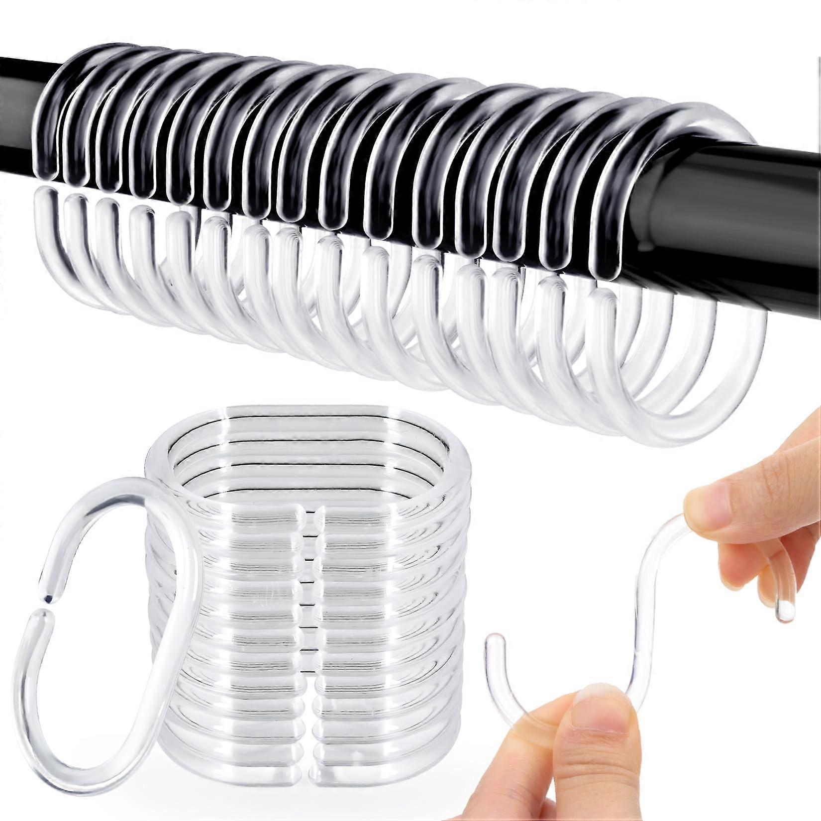 36pcs Clear Plastic Rustproof CShaped Shower Curtain Hooks Rings Set for Bathroom
