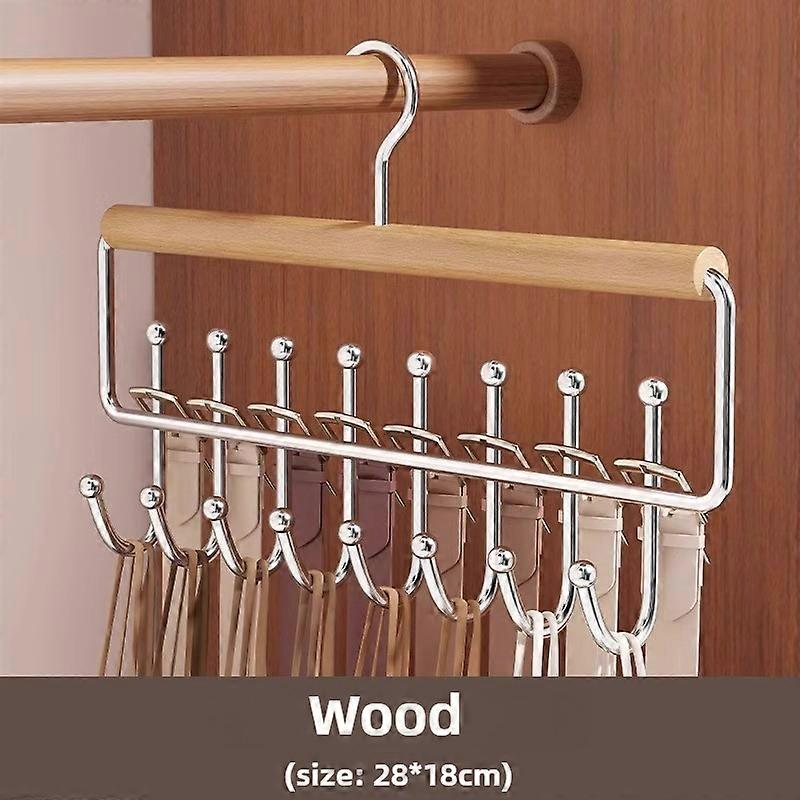 Strap hanger Multi functional underwear vest storage artifact Home dormitory Solid wood hook Wave wardrobe Drying rack