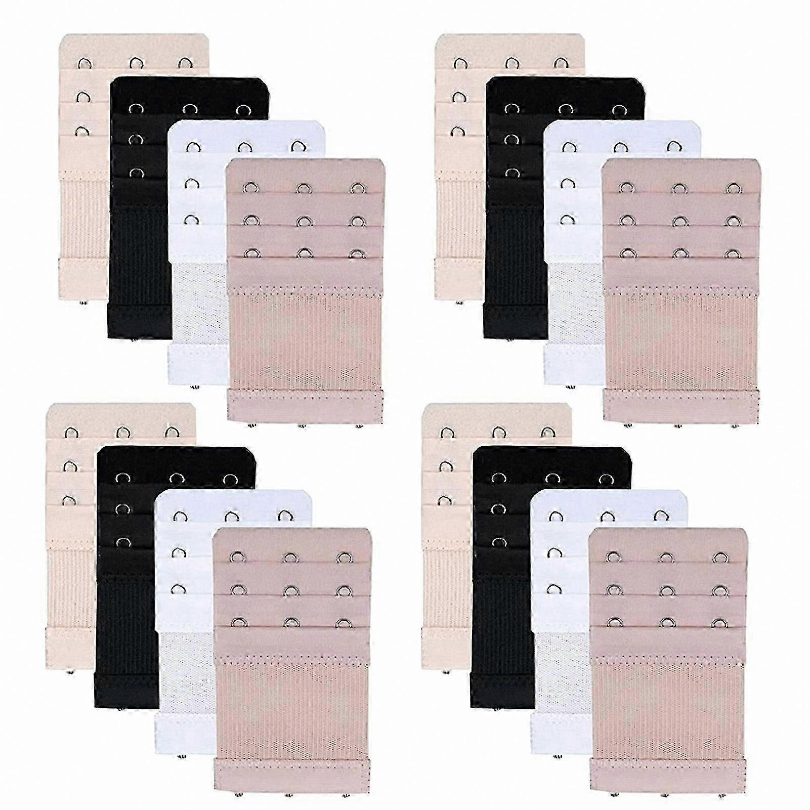16pcs Bra Extender 3 Hook 3 Row Stretchy Polyester Removable Straps for Women