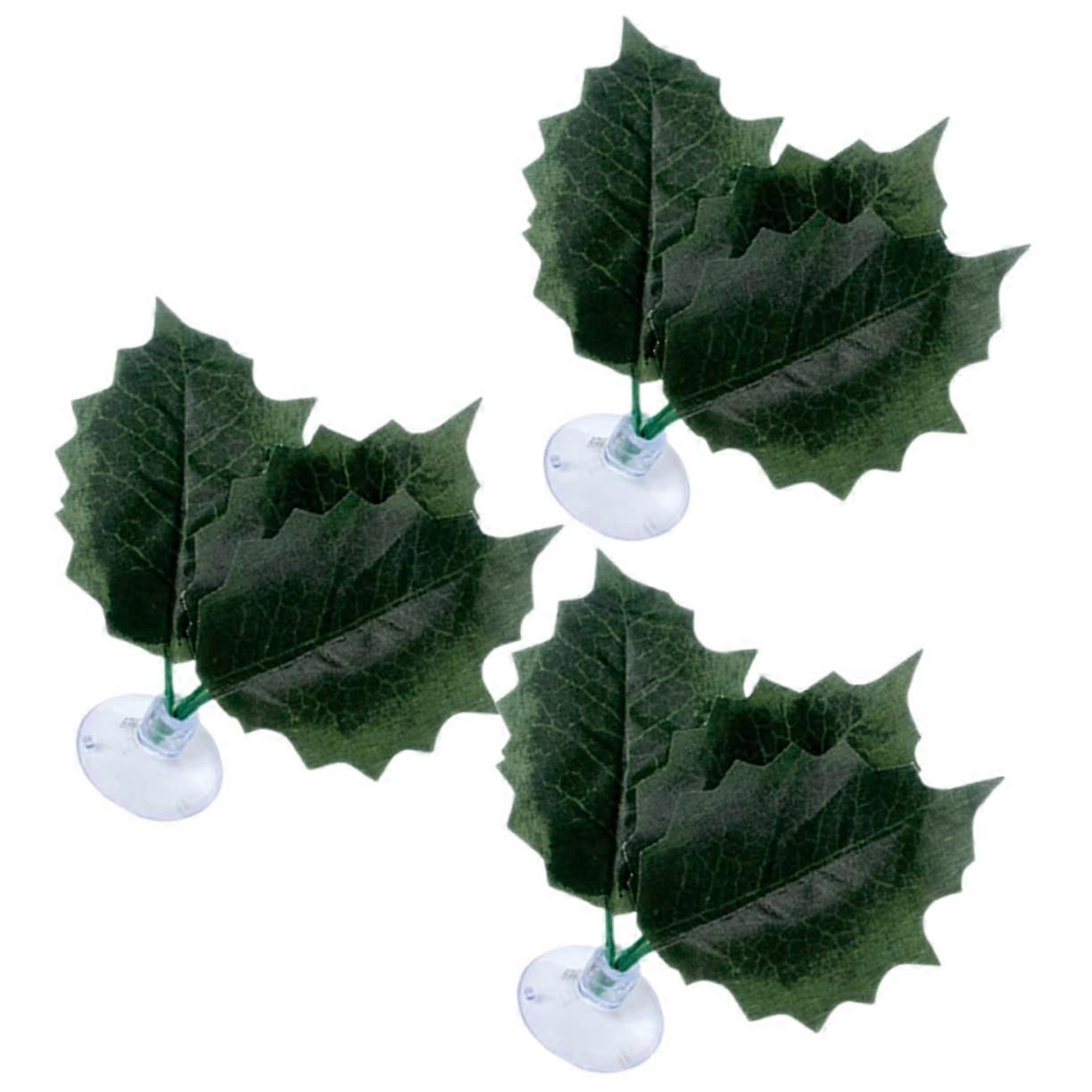 3pcs Aquarium Plants Betta Fish Leaf Pad with Suction Cup Safe Artificial Decorations for Tank