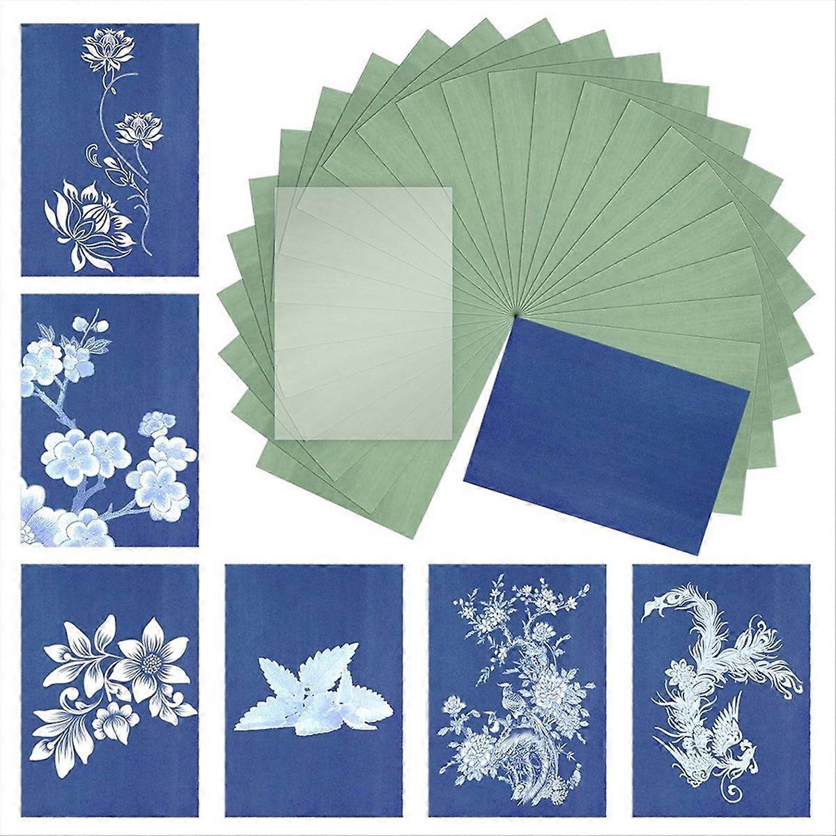 Cyanotypipapperskit, 24 delar soltryckspapperskit A5 solritningspapper