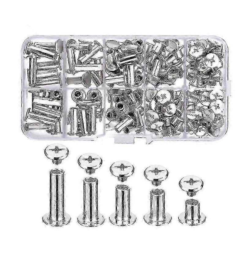 80 Sets Chicago Screws for Leather & Bookbinding, 5 Sizes