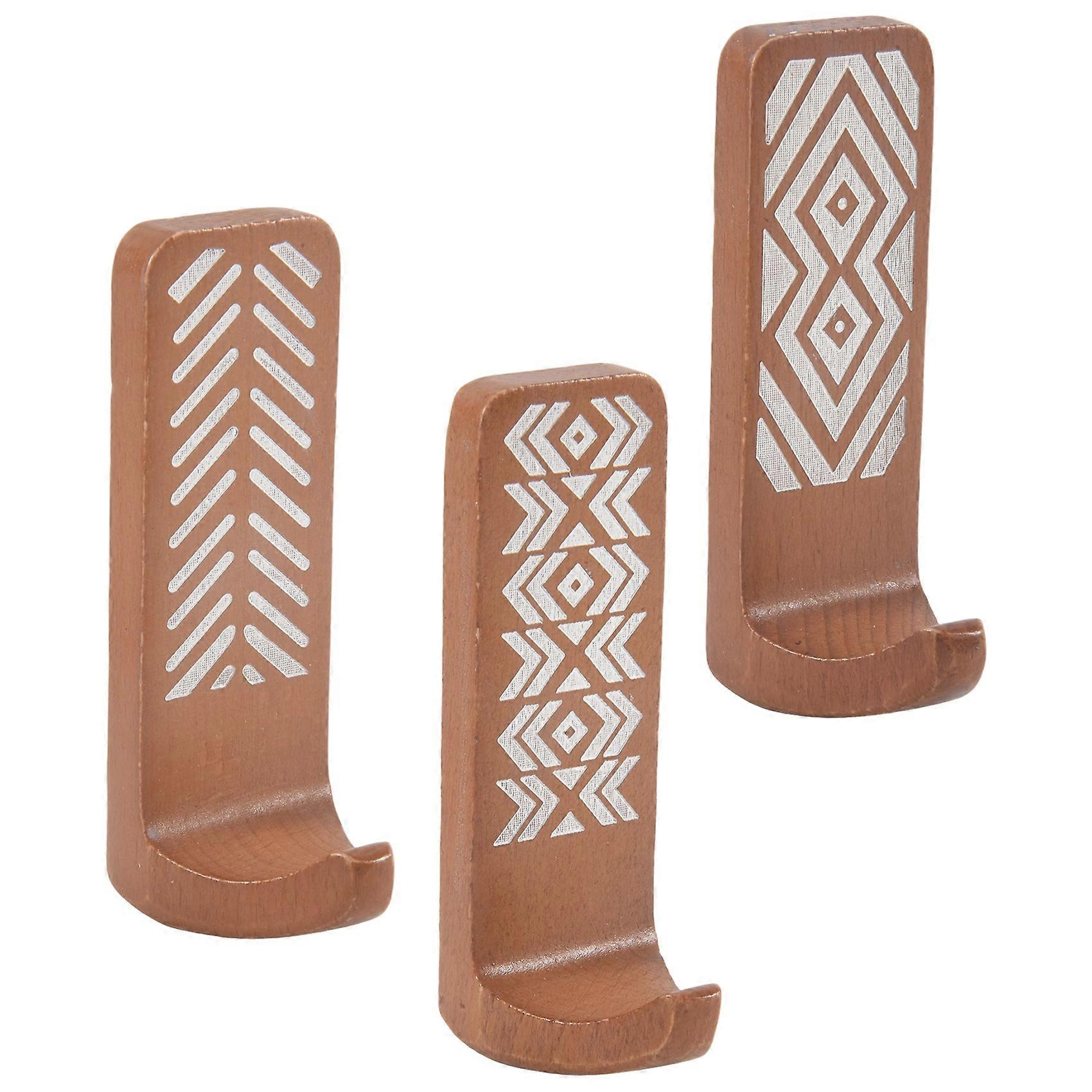 3 Pack Non-Destructive Wood Wall Hooks