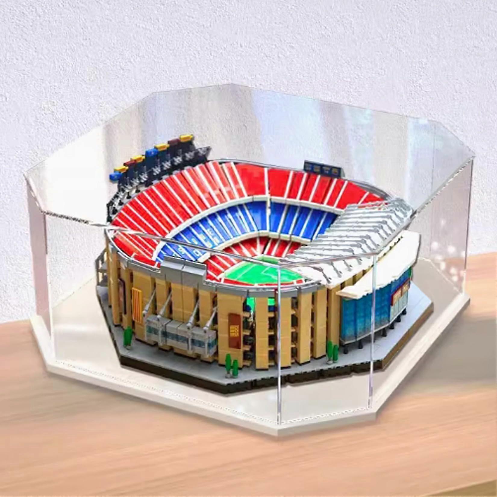 Display Case Dustproof Clear UVResistant Acrylic Box for  10284 Soccer Stadium Set White Base