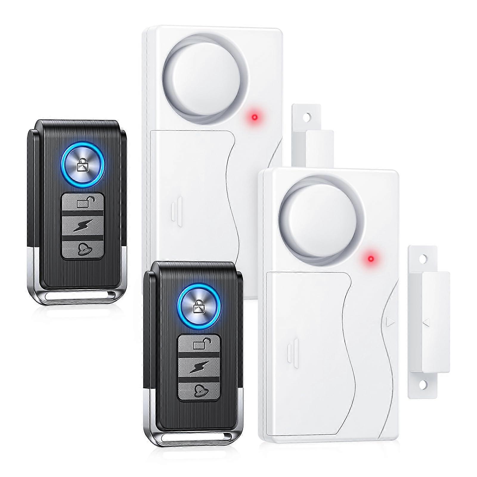 Door and Window Alarm with Remote, 110dB Loud Magnetic Sensor, Home Security Chime, 2 Pack