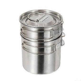 Camping-Kochgeschirr-Set, Edelstahltopf 304 mit klappbarem Griff, 15 x 12 cm, ideal zum Wandern und Trekking
