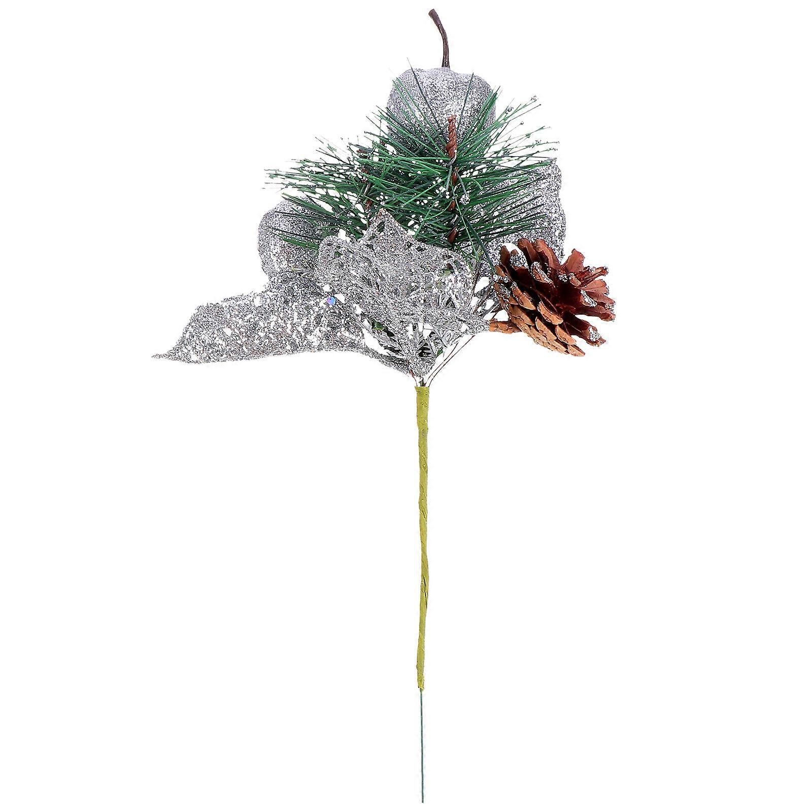 Christmas Artificial Leaves Xmas Tree Decor for 1Pcs Silver