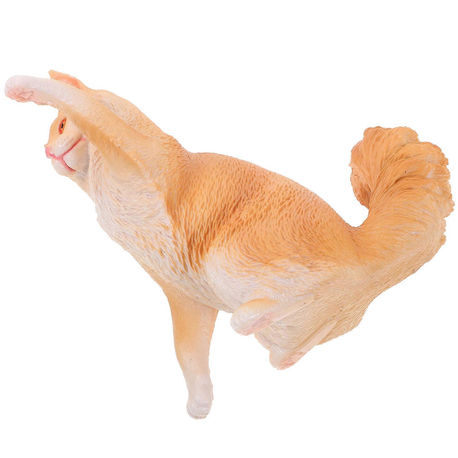 Light Yellow Cat Model for Decor Realistic Plastic Figurine
