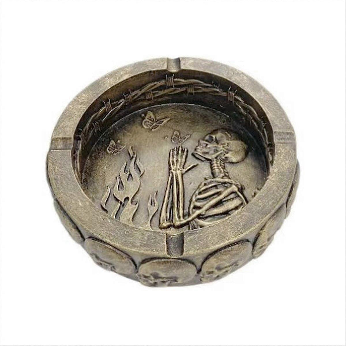 Funny Skull Ashtray Tray Container copper