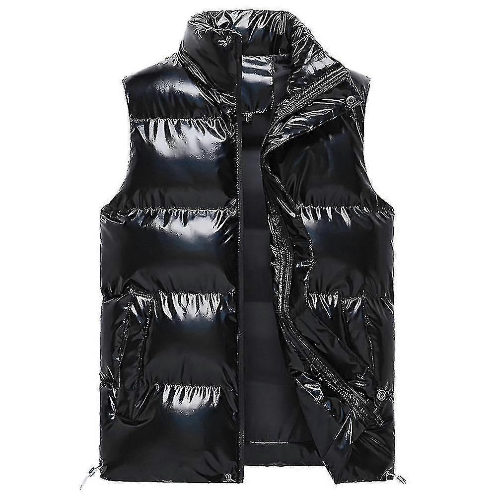 Mens Stand Collar Padded Shiny Vest