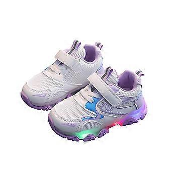 Baskets lumineuses LED pour petites filles, chaussures de sport et de course, violet clair