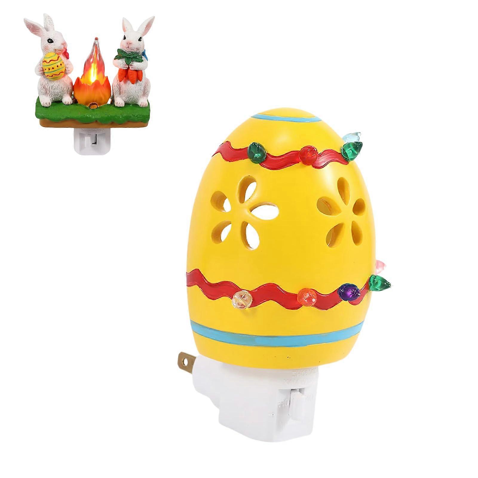 Easter Bunny Night Light with Realistic Flicker, Plugin LED Egg Lamp for Bedroom Easter Décor, 1pcs