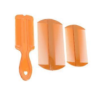 3 stuks dubbelzijdige tandluizenkammen draagbare haarhoofdhuid masserende kammen (oranje)