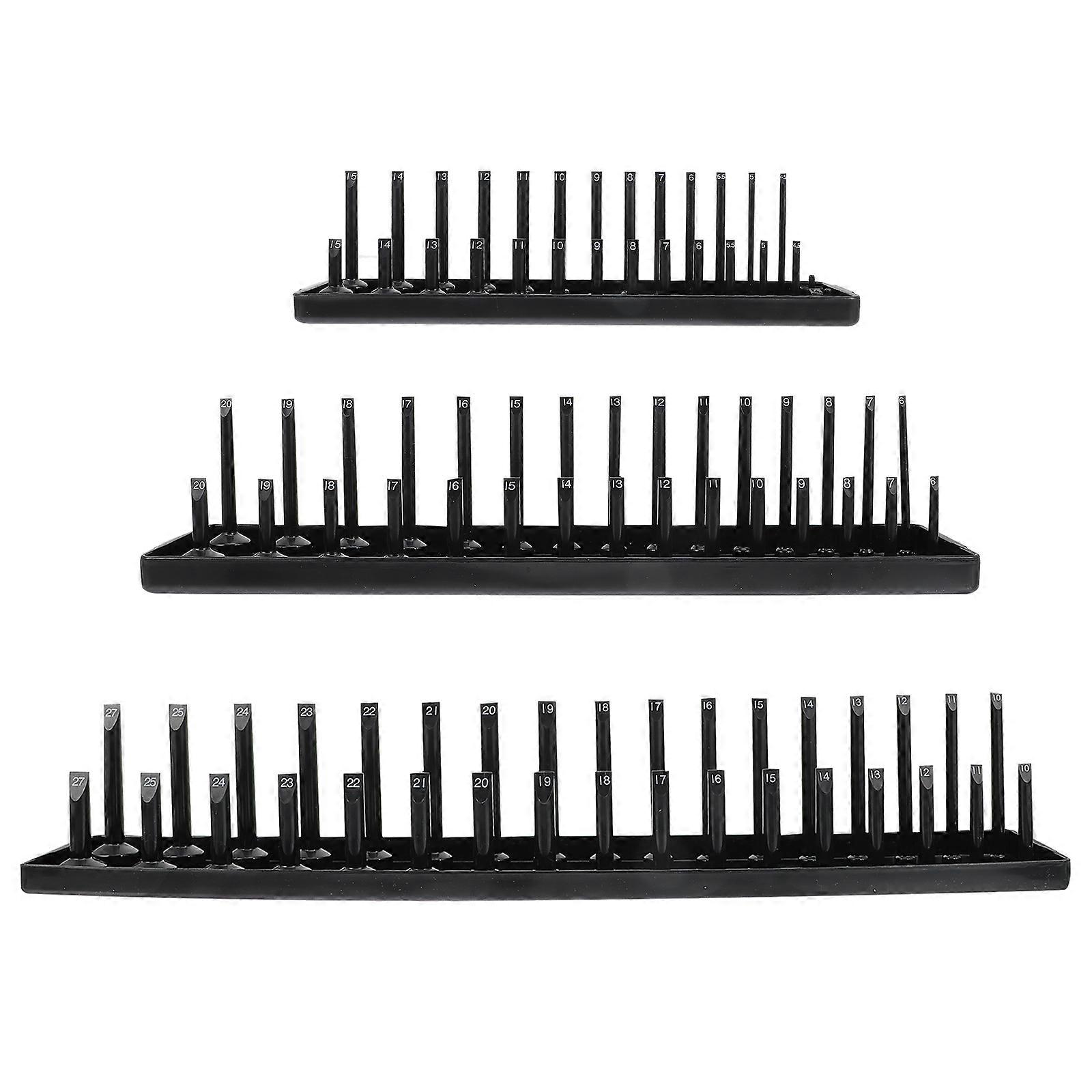 Metric Socket Holder Socket Organizer Tray for Storage 3Pcs Black
