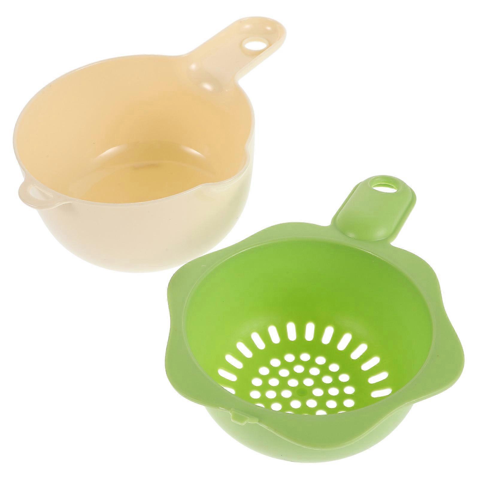 Kitchen Strainer Basket Green Flower Design for Fruit Drainage