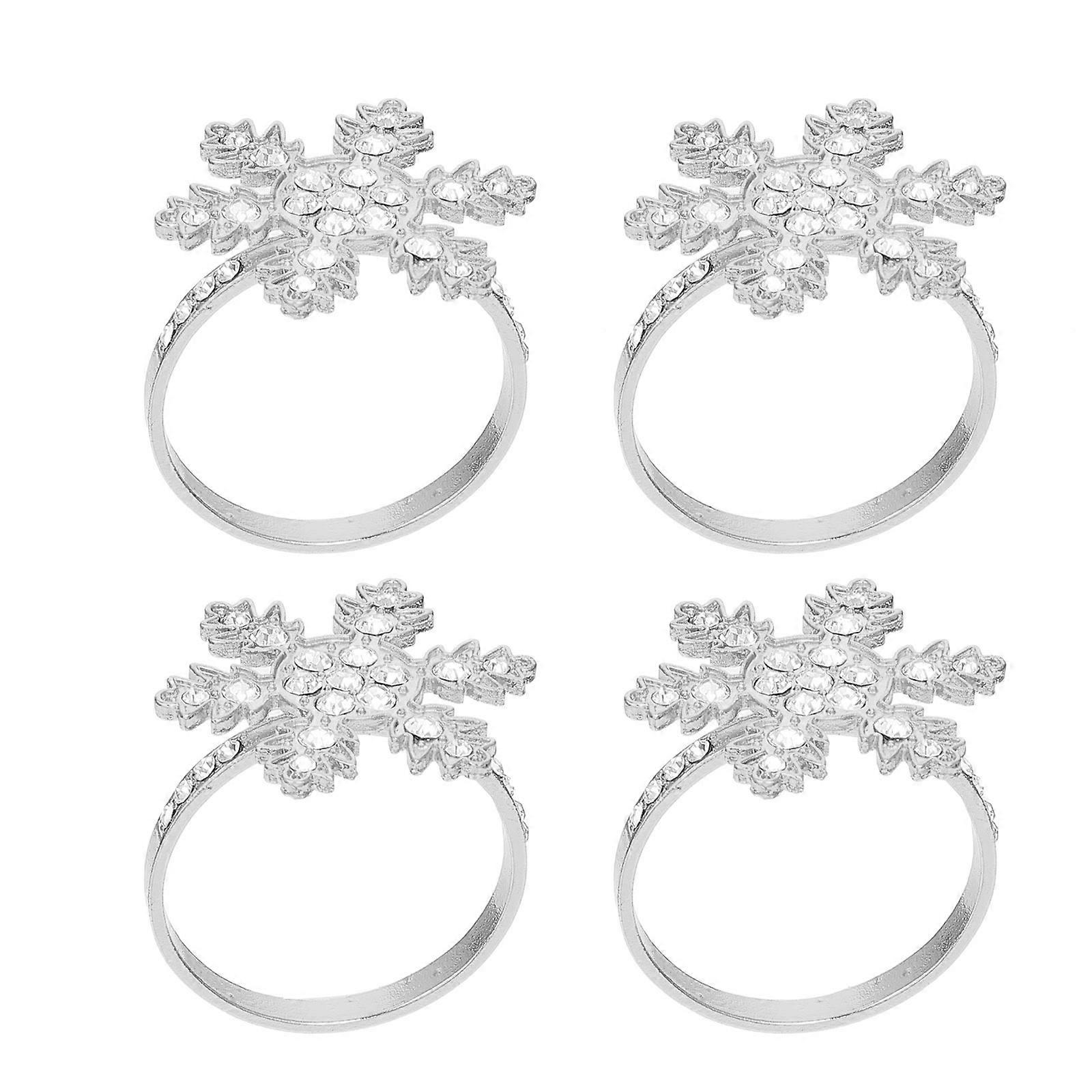 Napkin Ring for Decoration 4Pcs Christmas Table Accessory Silver