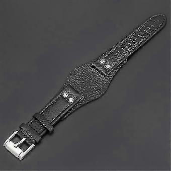 22mm Genuine Leather Watch Strap with Steel Buckle for Wristwatches