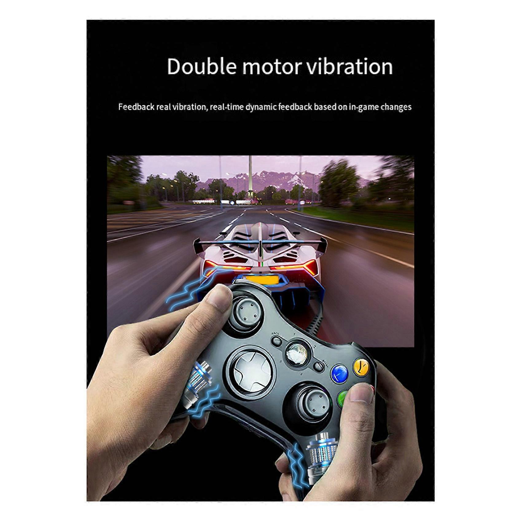 2X USB Wired Game Pad Joypad Gamepad Controller for Game System PC,Black