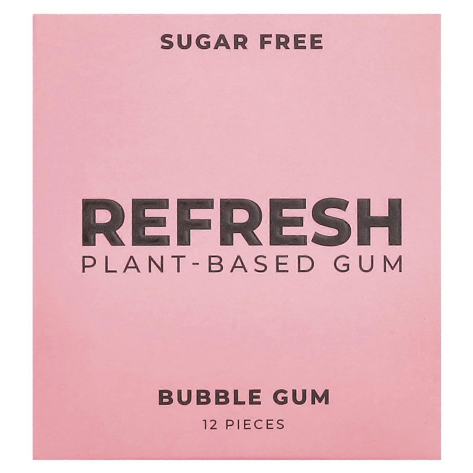 Refresh Gum, Plant-Based Bubble Gum, 12 Pieces, 6-Pack