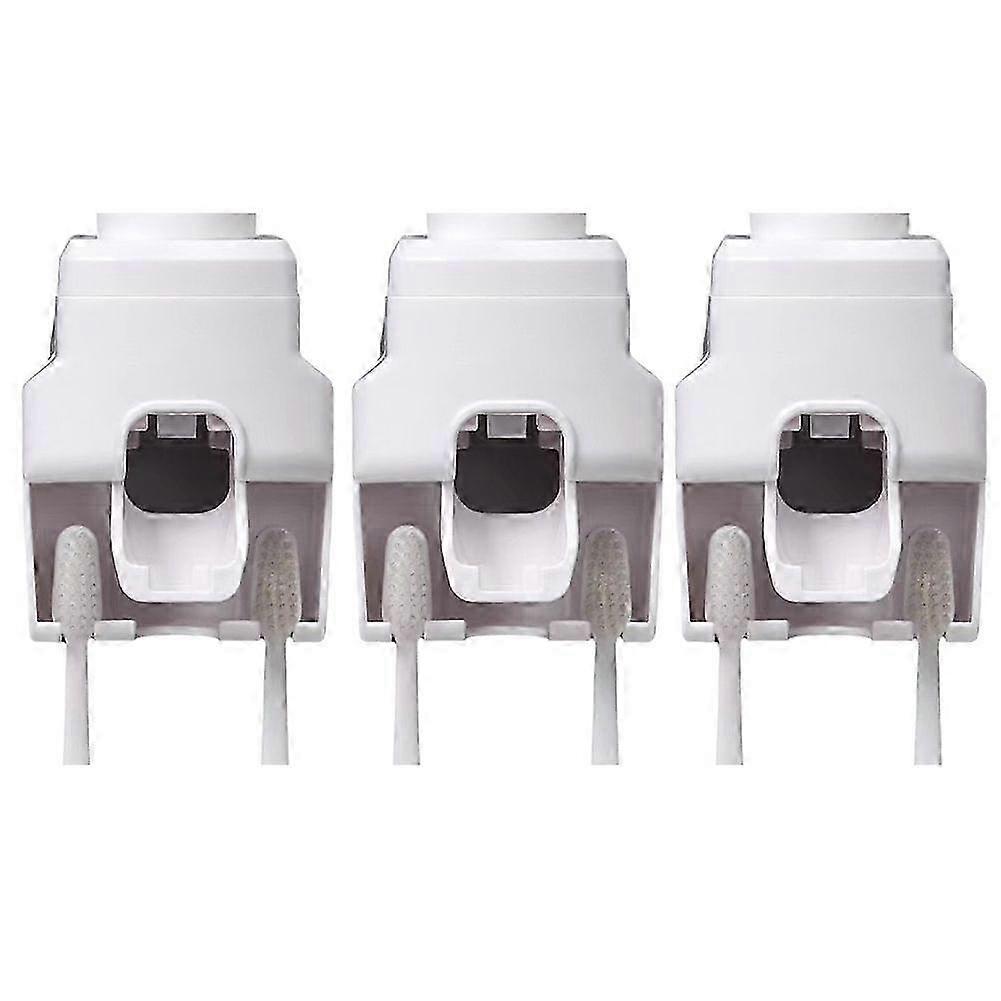 Automatic Toothpaste Squeezer Wall Mounted Punch-Free Toothbrush Storage Rack Toothbrush Holder Squeezer White