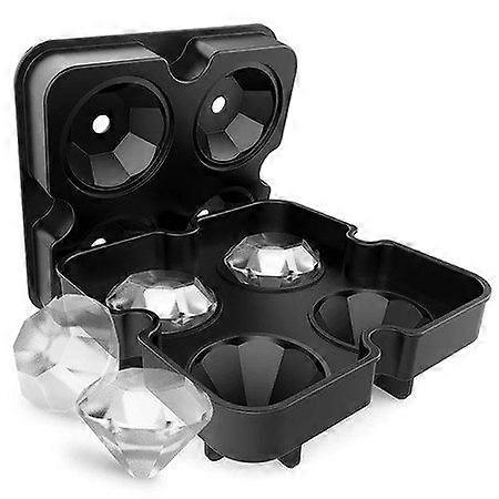 4 Diamond Shape Ice Cube Mold - Silicone Ice Maker for Stylish Drinks, Easy to Use, Stackable & Durable