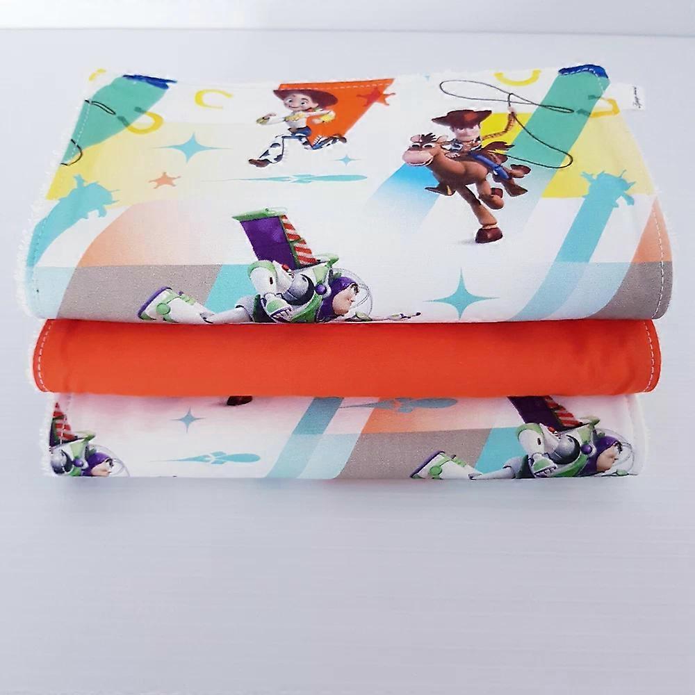 Baby Burp Cloths 3 Pack Toy Story Print Orange White Toweling Back New