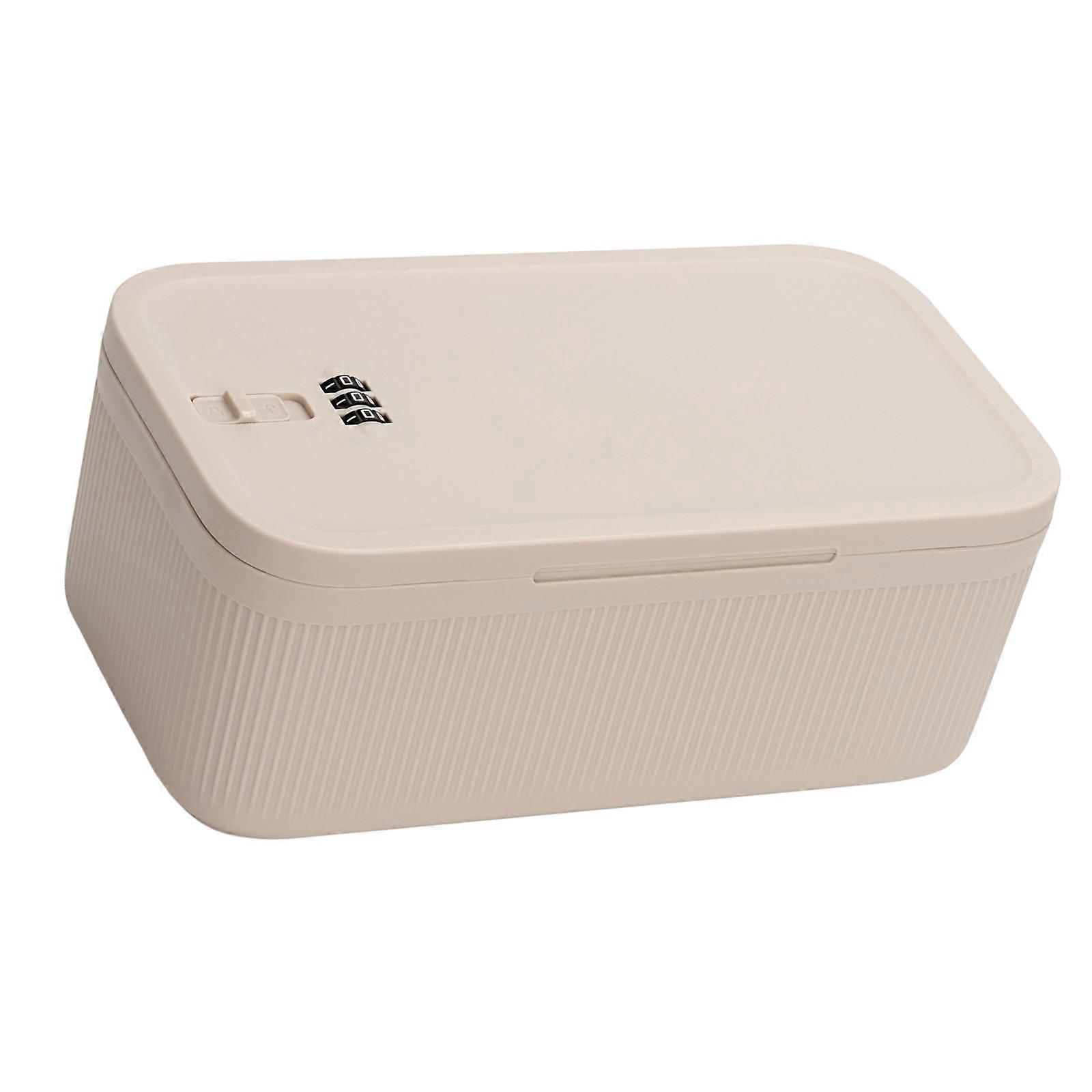 Password Lock Storage Case Stackable ABS Storage Container For Valuables Electronics Medicine Confidential Documents  1off white