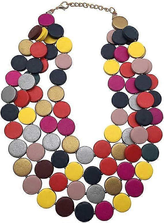 Collier multicolore en perles de bois perles