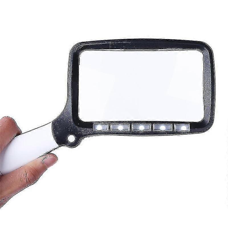 Rectangular Reading Magnifier With 5 Led Lights, Foldable (1 Pcs,white)