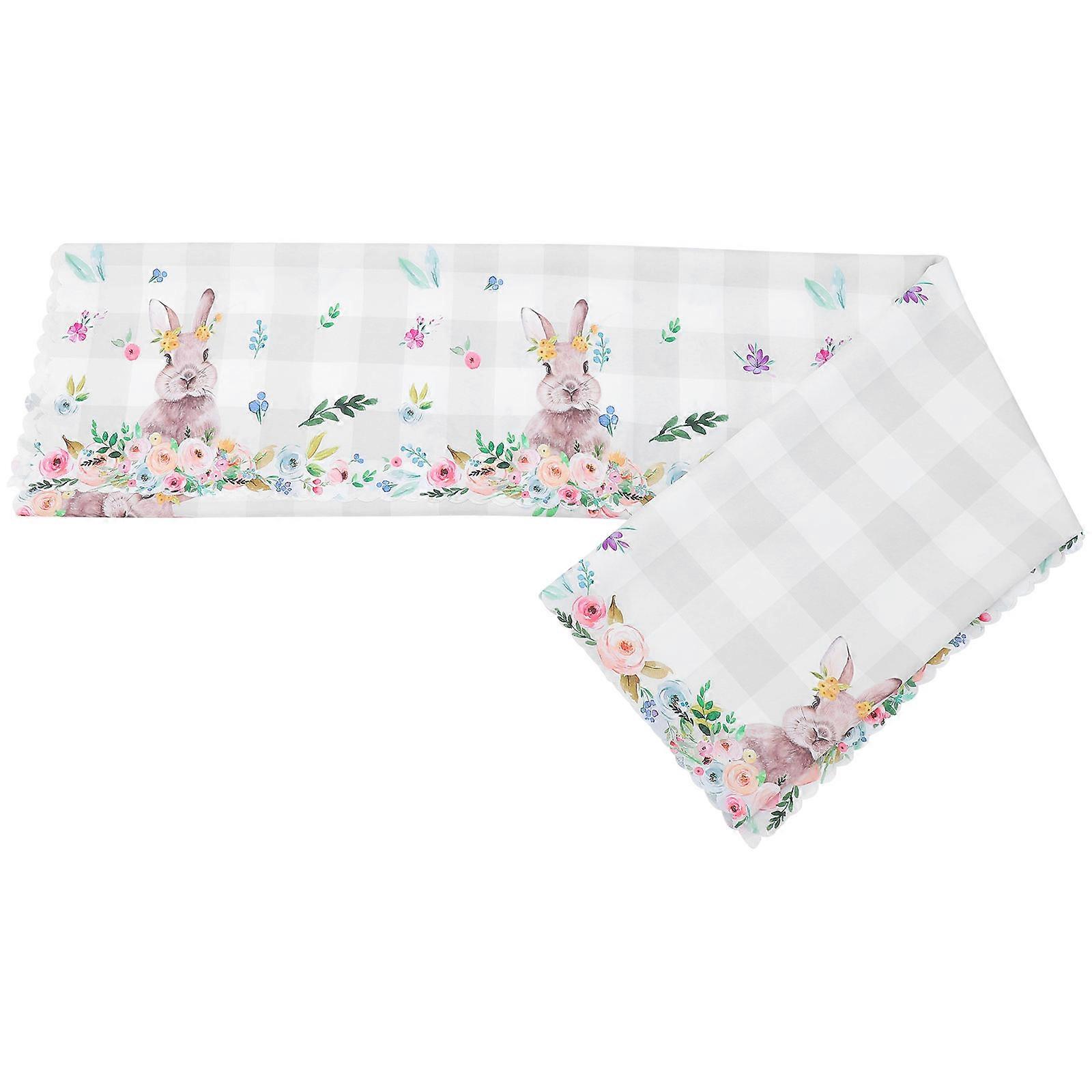 Easter Party Tablecloth Table Runner for Dining 2Pcs Spring Decor