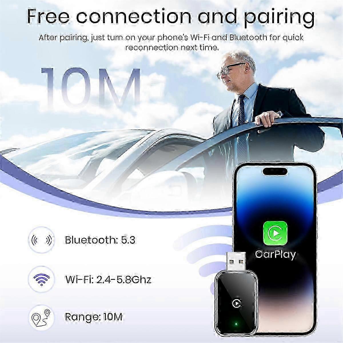 CarPlay Adapter Wireless for iPhone, Compact & Portable Design