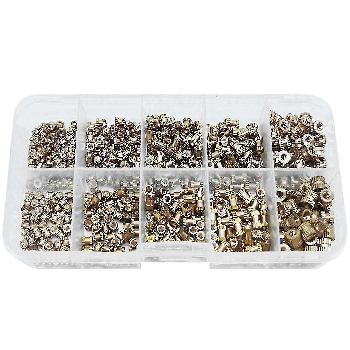 520pcs M2 M2.5 M3 Metric Female Thread Knurled Brass Threaded Insert Embedded Nuts Assortment Kit