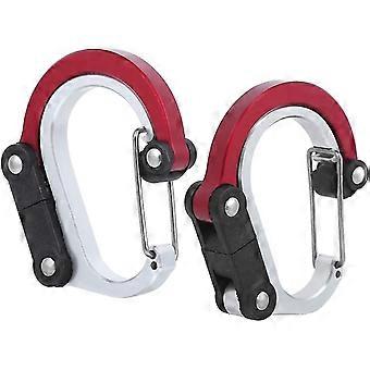Aluminiumlegierung Schnallenring Multifunktionale Schnell hängende externe Schnalle im Freien Reise mit D-Typ Schnalle Ring (rot) (2pcs)