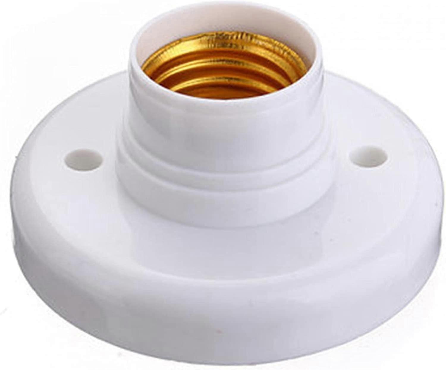 2 Pack E27 Bulb Socket, E27 Lamp Holder Round Plastic Screw Base Socket, Lamp Holder Holder E27 Wall Socket (white)