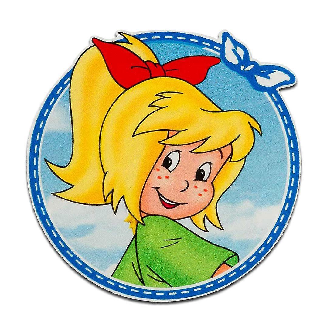 Bibi Blocksberg with bow - patch, iron-on transfer, size: 7 x 7 cm