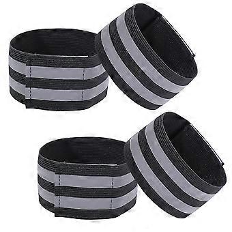 4 Pack Reflective Wristbands Black Polyester 360° Visibility Adjustable Fit for Running Cycling Night Safety
