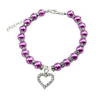 Collier pour chien avec fausse perle, pendentif cœur en strass, plusieurs couleurs