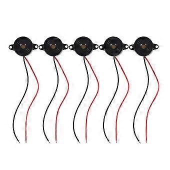 5 Pcs DC 3-24V 85dB Sound Electronic Buzzer Alarm Black 23 x 12mm