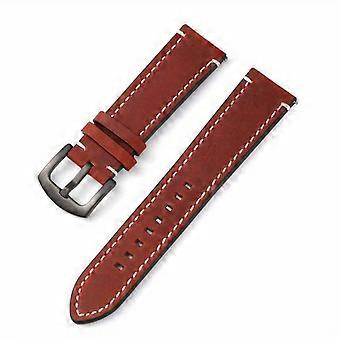 Lederarmband mit Schnellverschluss, Retro-Look, hochwertiges Rindsleder, Federsteg, 18 mm, 20 mm, 22 mm, 24 mm, dunkle Dornschließe, ideale Geschenkidee