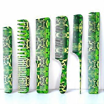 6 Pcs Camouflage Haircut Comb Set, Unisex Hairdressing Styling Comb for Barbershop, Texture Oil Comb with Pattern Design