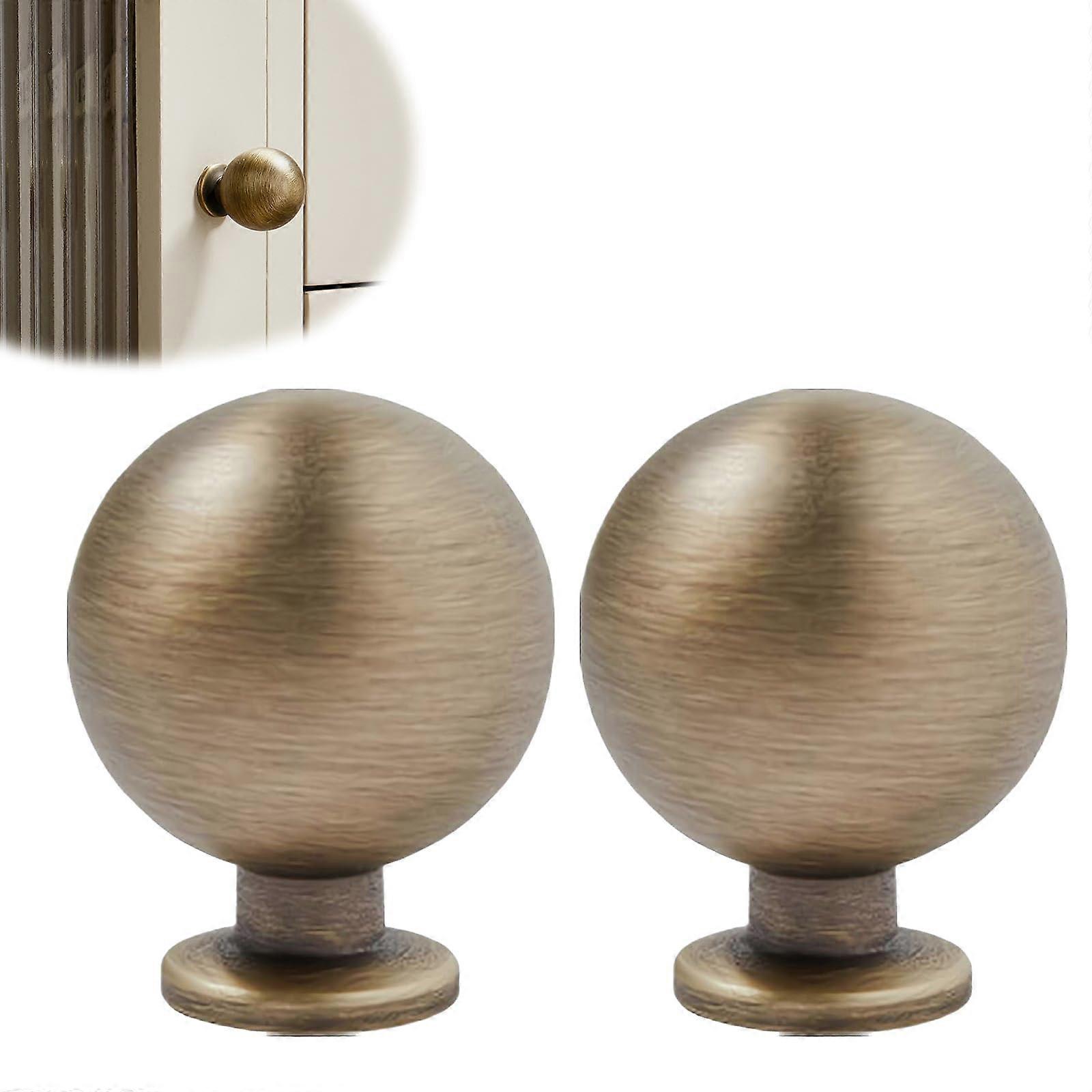 Antique Brushed Brass Dummy Door Knobs Set, Vintage Bifold Closet Handles, Durable Solid Design (2pcs)