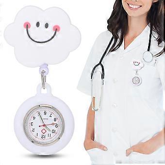Nurse Watch Retractable Pocket Watch Silicone White 1Pcs Practical Use
