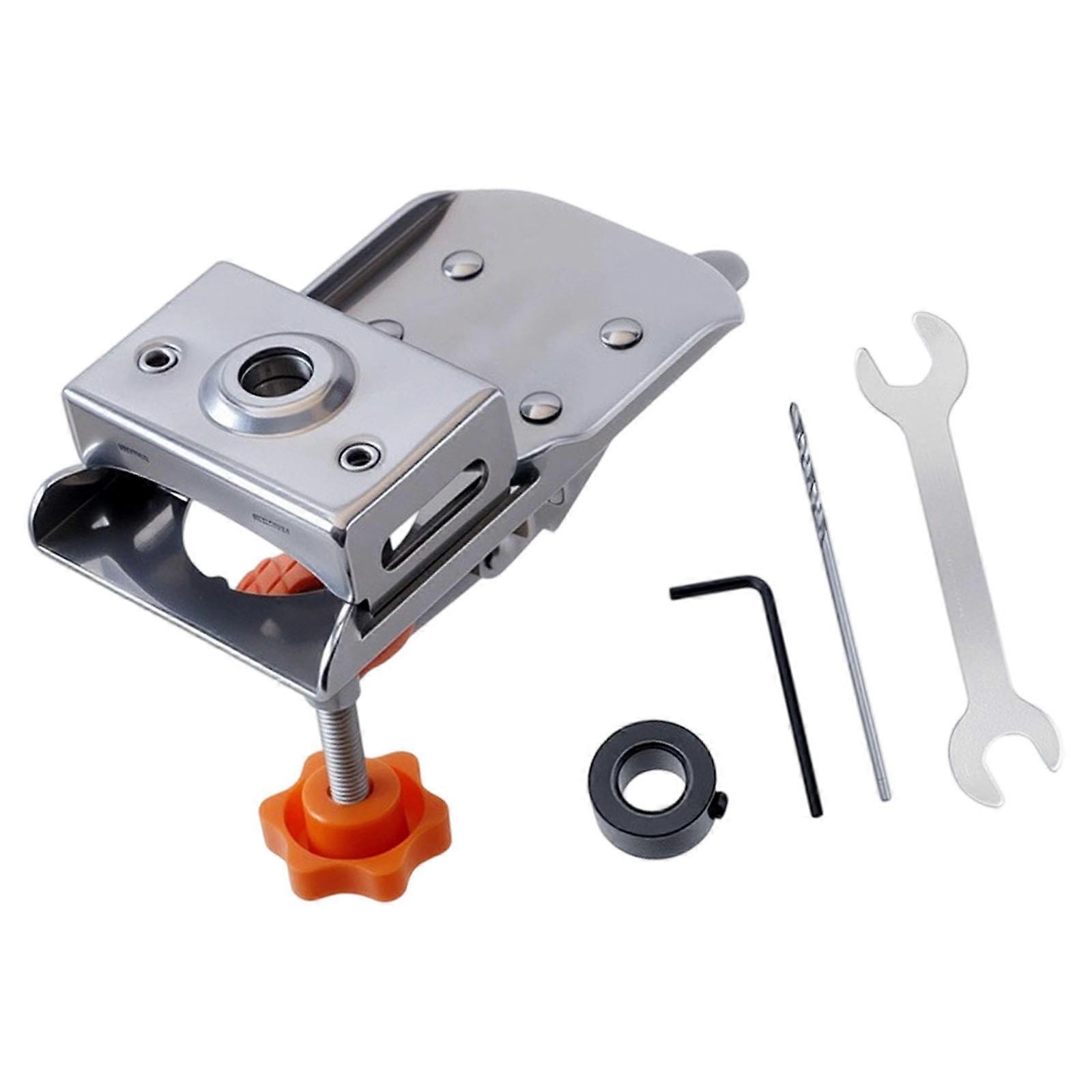 Cup Hole Positioning Guide for Cabinet and Wardrobe Boards with Metal Body and Controlled Boring Support Tasks Multicolor