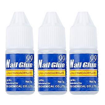 3g neglelim 3 stk. sæt, stærk klæbende spidslim til løse kunstige negle. C3