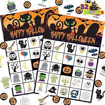 Halloween Bingo Game Set for 32 Players Party Card Game - Halloween Spooky Bingo Set for 32 Players